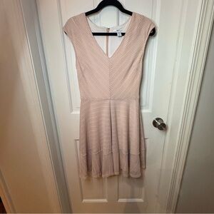 Bar III Dress A Line Skater Dusty Pink size M Lined V Neck Perforated Flowy